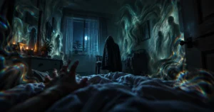 Illustration of sleep deprivation hallucinations on day 3 without sleep